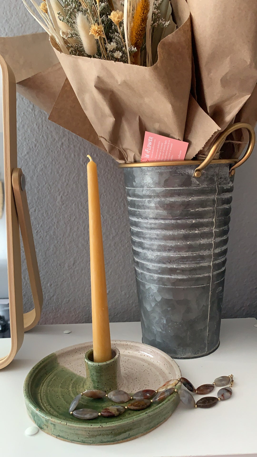 Neutral Ceramic Candle Dish