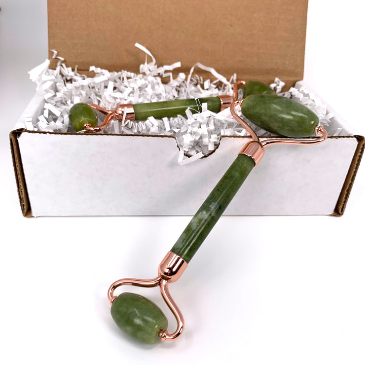 Jade Gemstone Rose Gold Facial Roller - New Origin Shop 