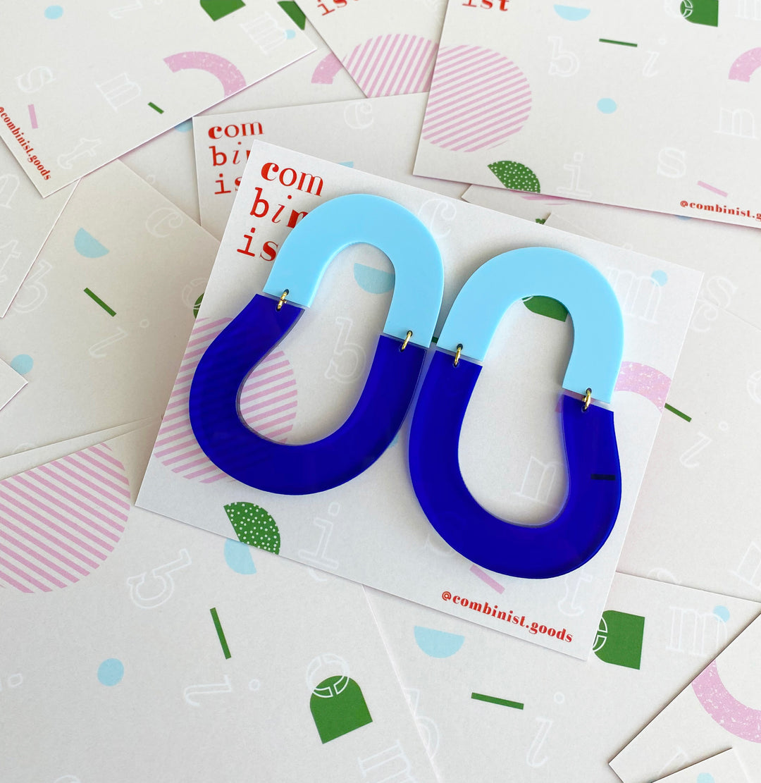 Track | Pastel Blue & Transparent Electric Blue Earrings