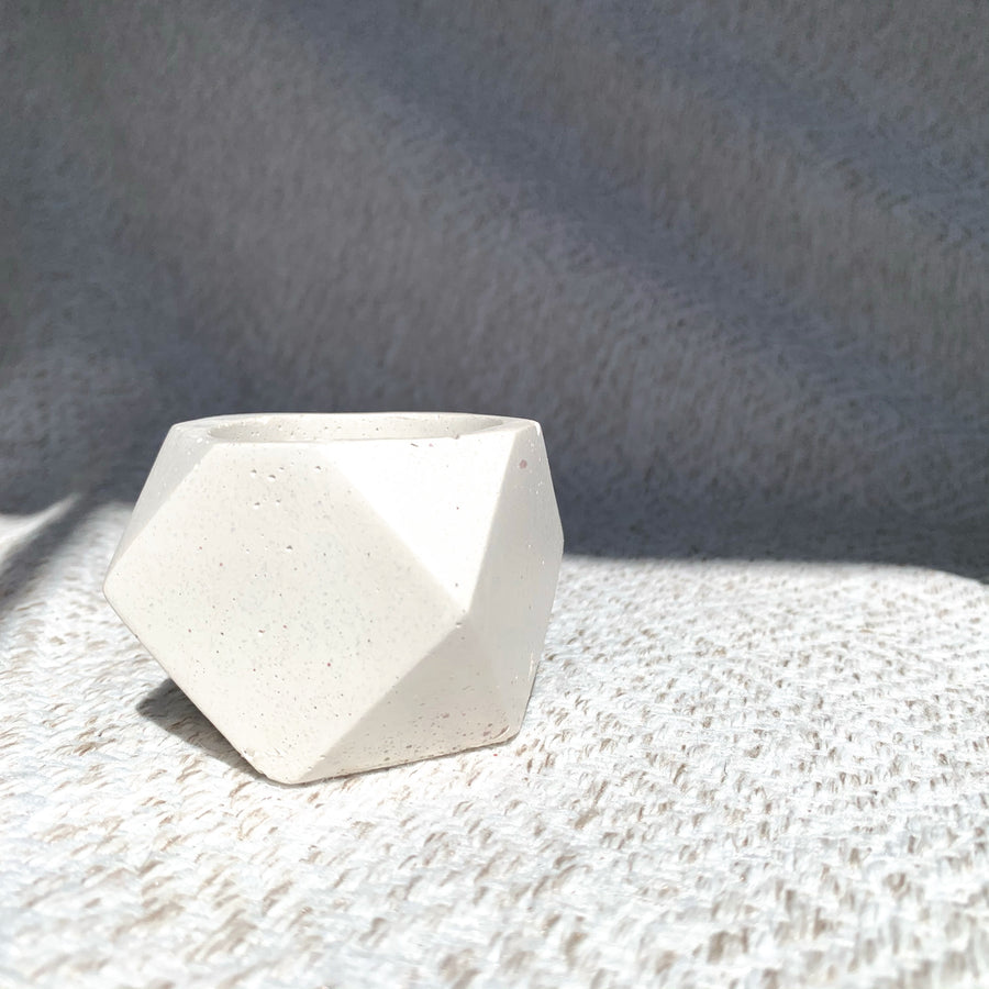 Awkward Auntie Mini concrete geometric planter white