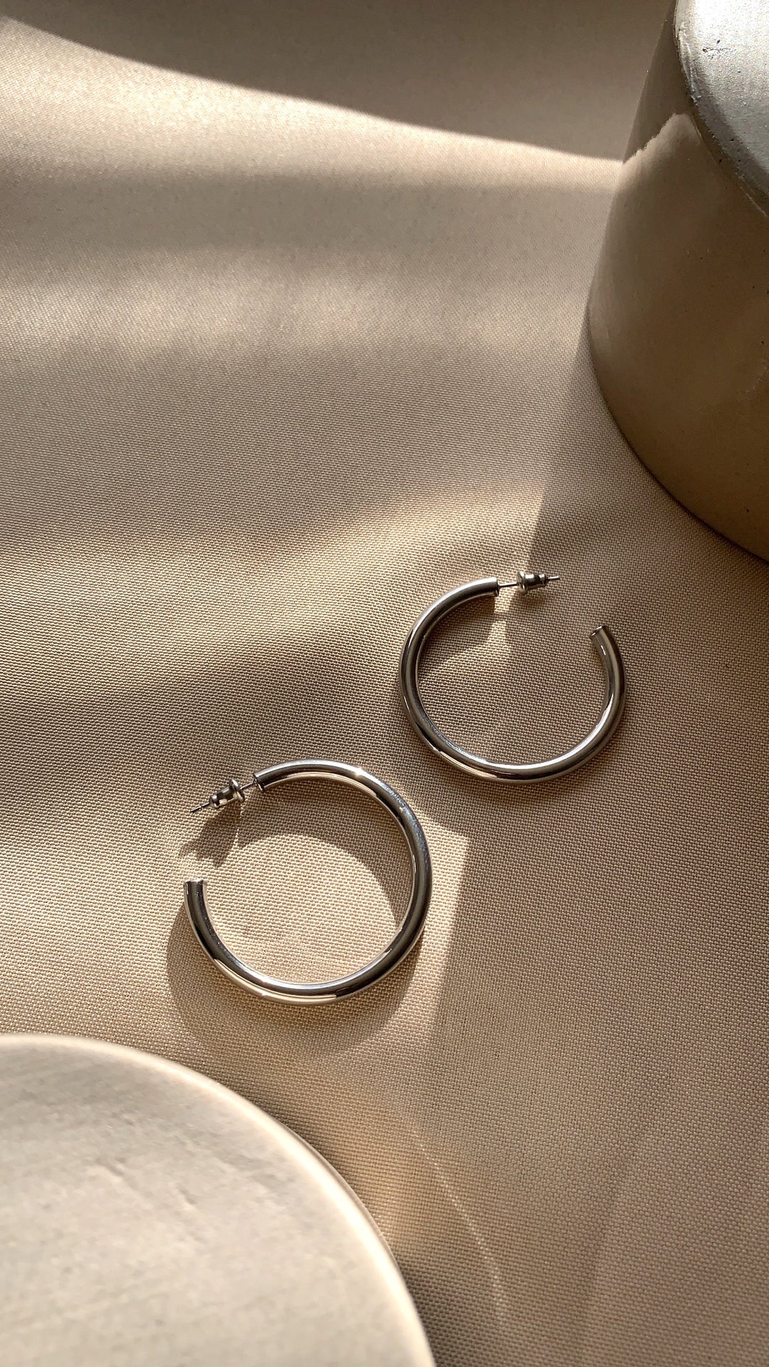 Silver Chunky Lightweight Hoop Earrings
