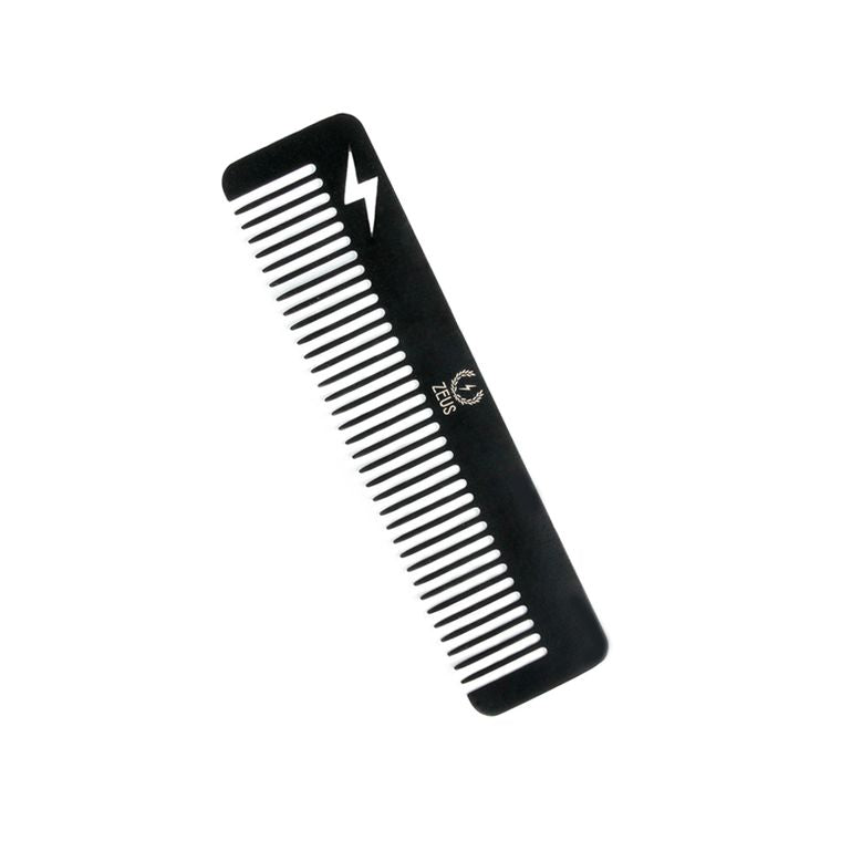Zeus Stainless Steel Thunderbolt Comb Powder Coated Black 