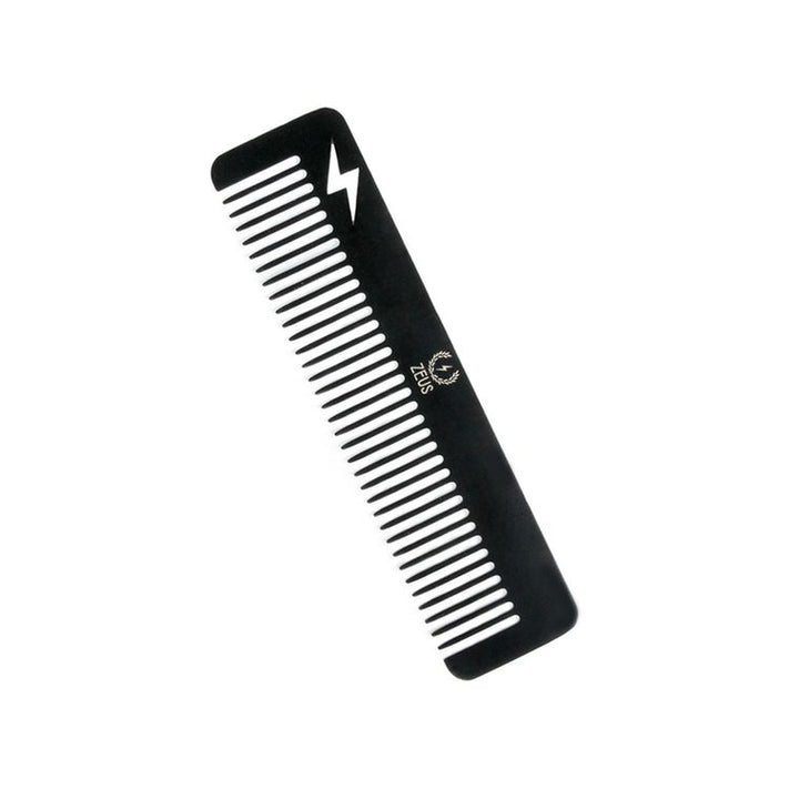 Zeus Stainless Steel Thunderbolt Comb Powder Coated Black 