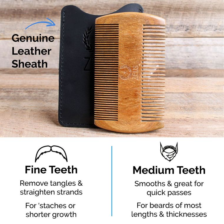 Zeus Sandalwood Double Sided Beard Comb