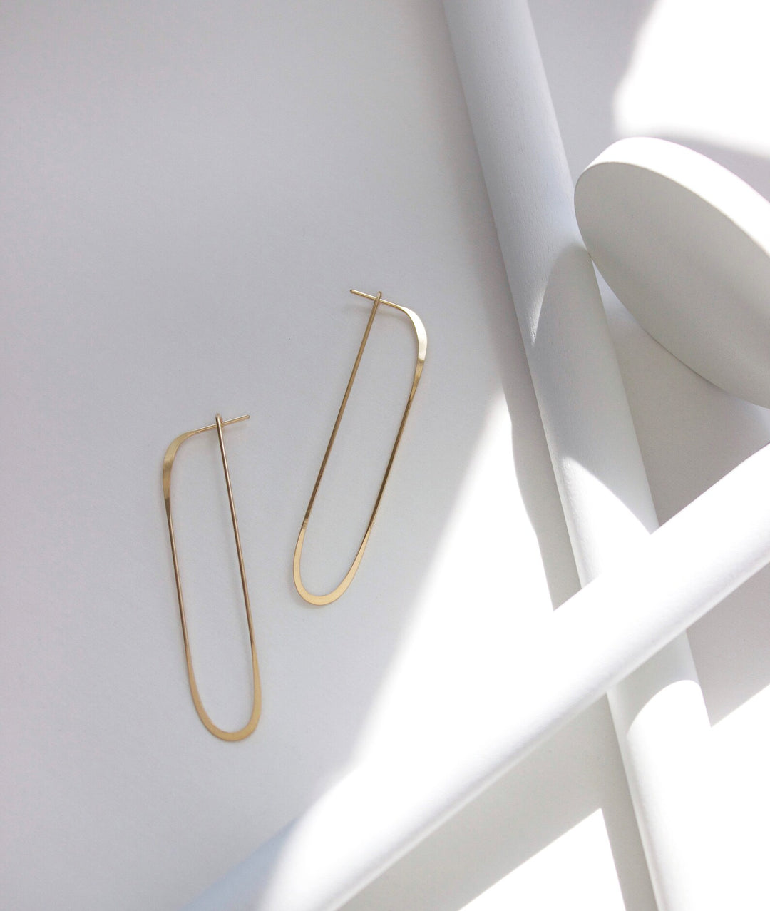 Gold Fill Long Oval Earrings-L.Greenwalt Jewelry