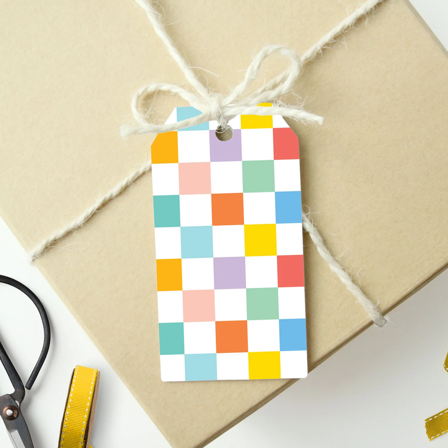 Rainbow Checkerboard Gift Tags, Set Of 10
